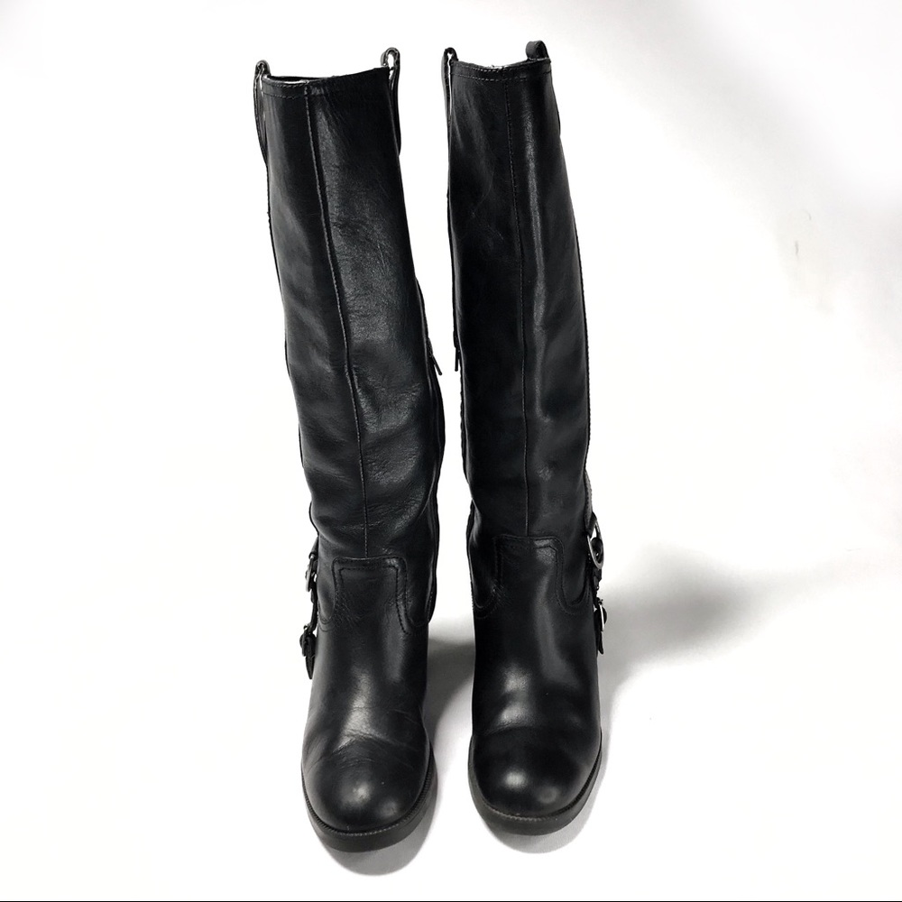 Lauren Ralph Lauren Calvina Tall Black Genuine Leather Boots Size 5.5 - Picture 3 of 10